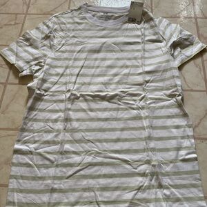 Mens White Tshirt with Light Green Stripes